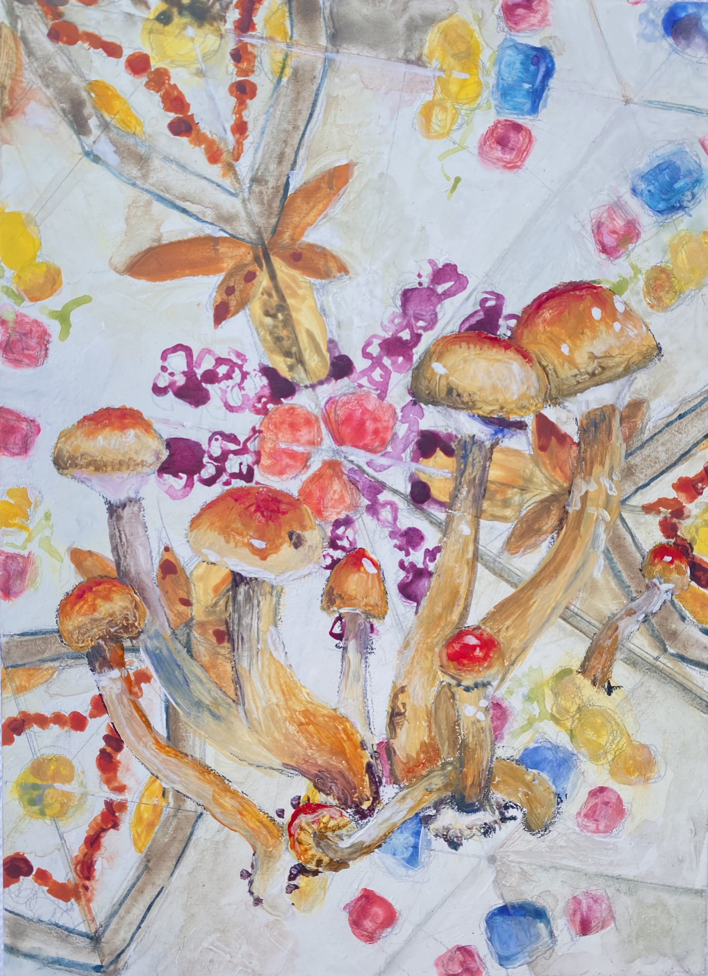 Psilocybin mushroom, 16 x 22 cm, mixed tehnique, 2023